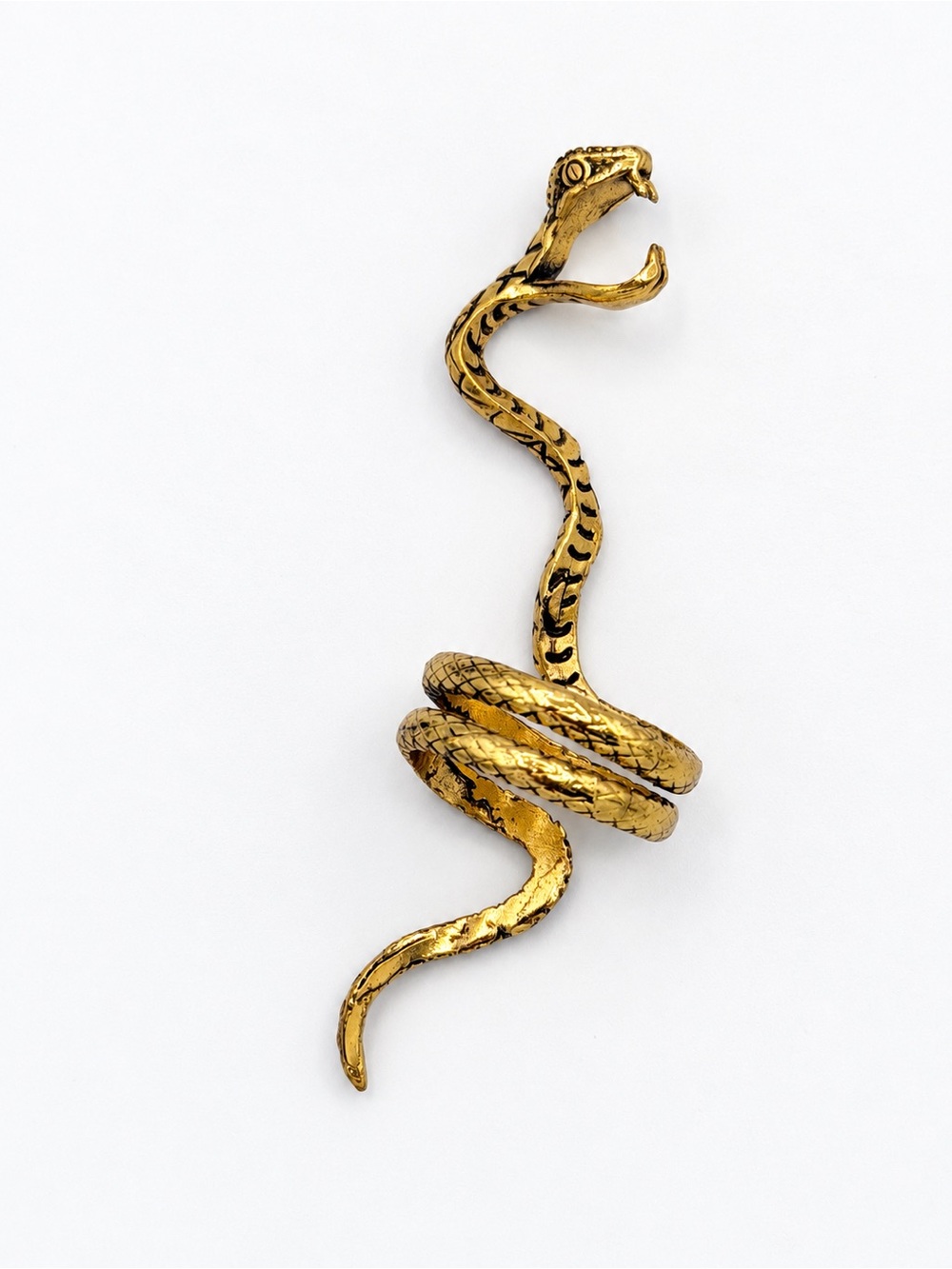 Snake Cobra Wrap Ring Gold Tone Size 7 Long Gothic Boho Statement